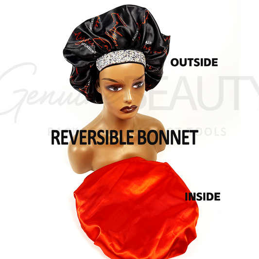 SATIN BONNET WITH RHINESTONES