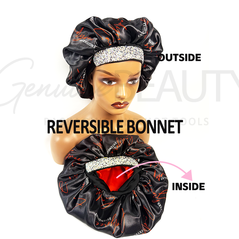 SATIN BONNET WITH RHINESTONES