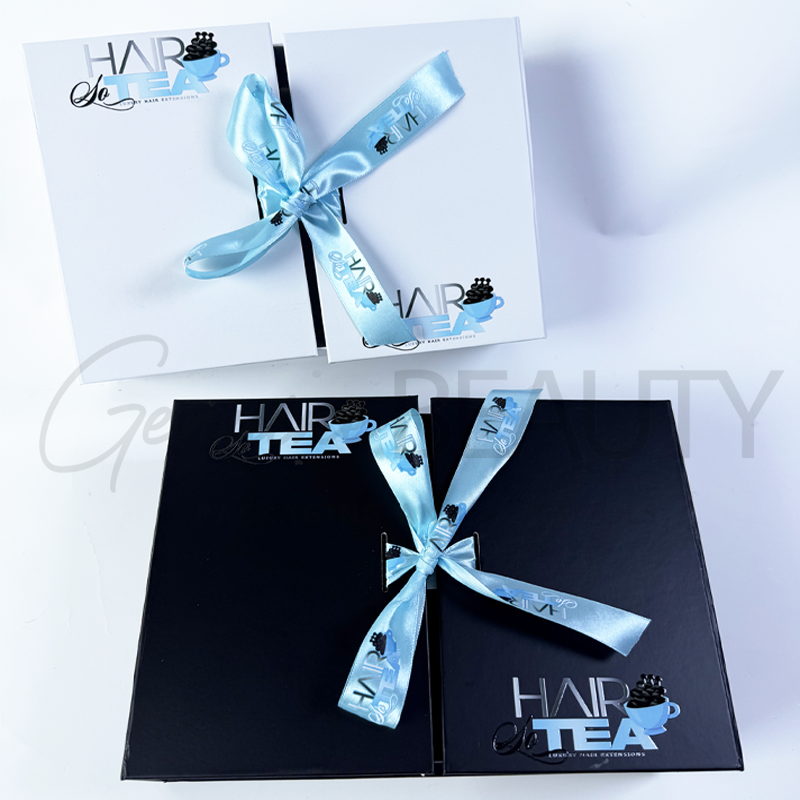 Magnetic Double Door box with logo on ribbon