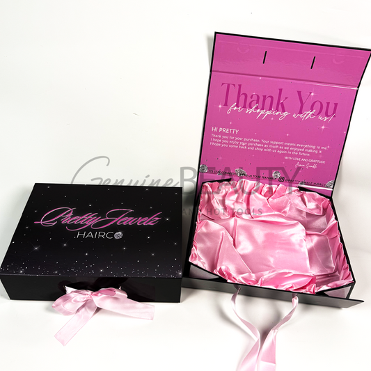 Hair wig box with ribbon